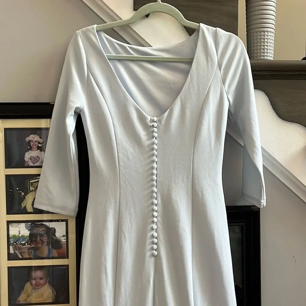 Lulus Light Blue Back Button Gown STUNNER sz S NWOT